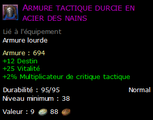 Armure tactique durcie en acier des nains