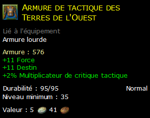 Armure de tactique des Terres de l'Ouest