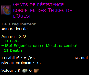 Gants de résistance robustes des Terres de l'Ouest