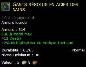 Gants résolus en acier des nains