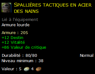 Spallières tactiques en acier des nains