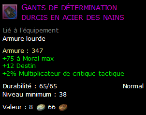 Gants de détermination durcis en acier des nains