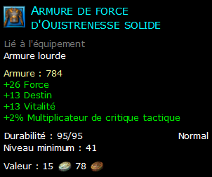 Armure de force d'Ouistrenesse solide