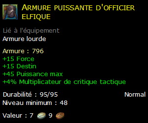 Armure puissante d'officier elfique