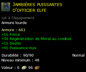 Jambières puissantes d'officier elfe