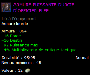 Armure puissante durcie d'officier elfe