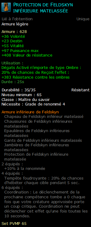 Protection de Feldskyn inférieure matelassée