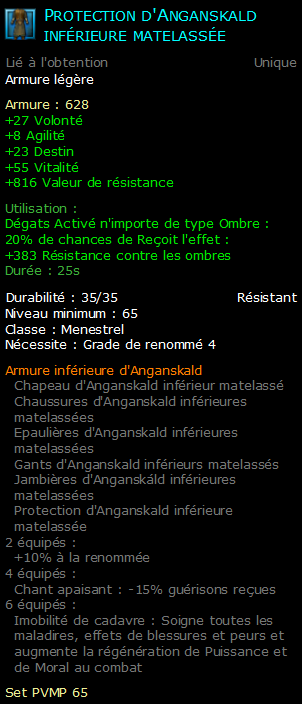 Protection d'Anganskald inférieure matelassée