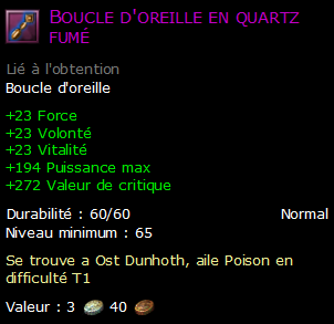 Boucle d'oreille en quartz fumé