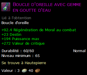 Boucle d'oreille avec gemme en goutte d'eau