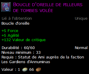 Boucle d'oreille de pilleurs de tombes volée