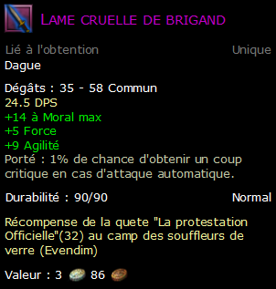 Lame cruelle de brigand