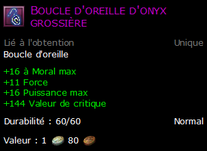 Boucle d'oreille d'onyx grossière