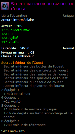 Secret inférieur du casque de l'ouest