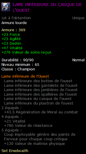 Lame inférieure du casque de l'ouest