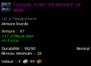 Casque durci en bronze de nain