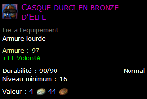 Casque durci en bronze d'Elfe