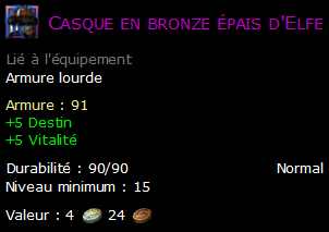 Casque en bronze épais d'Elfe