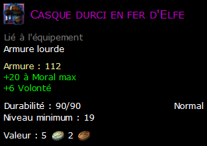 Casque durci en fer d'Elfe