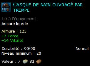 Casque de nain ouvragé par trempe