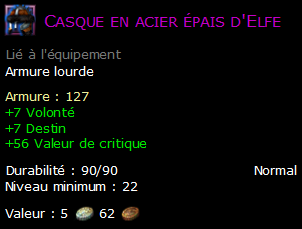 Casque en acier épais d'Elfe