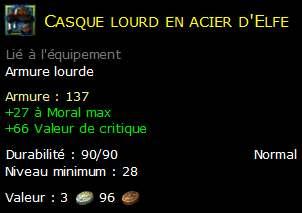 Casque lourd en acier d'Elfe