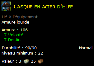 Casque en acier d'Elfe