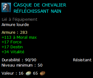 Casque de chevalier réfléchissant nain