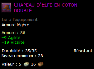 Chapeau d'Elfe en coton doublé