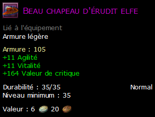 Beau chapeau d'érudit elfe