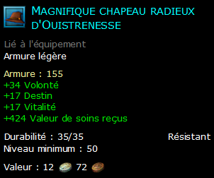 Magnifique chapeau radieux d'Ouistrenesse