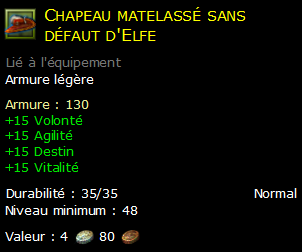 Chapeau matelassé sans défaut d'Elfe