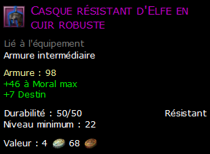 Casque résistant d'Elfe en cuir robuste