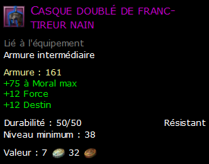 Casque doublé de franc-tireur nain