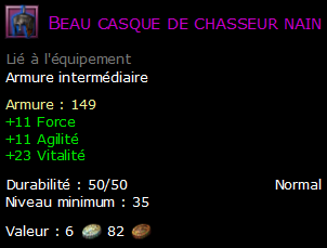 Beau casque de chasseur nain