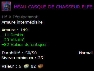 Beau casque de chasseur elfe