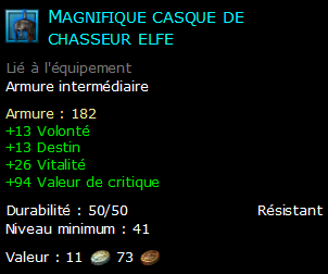 Magnifique casque de chasseur elfe