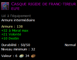 Casque rigide de franc-tireur elfe