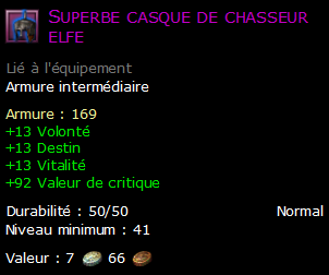 Superbe casque de chasseur elfe