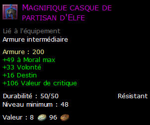 Magnifique casque de partisan d'Elfe