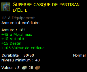 Superbe casque de partisan d'Elfe