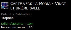 Carte vers la Moria - Vingt et unième salle