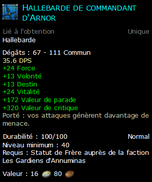 Hallebarde de commandant d'Arnor