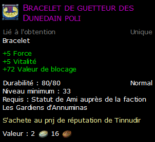 Bracelet de guetteur des Dunedain poli