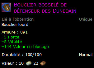 Bouclier bosselé de défenseur des Dunedain