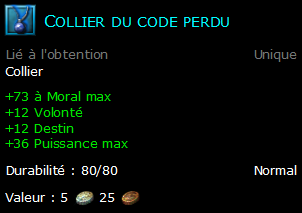 Collier du code perdu