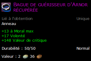 Bague de guérisseur d'Arnor récupérée