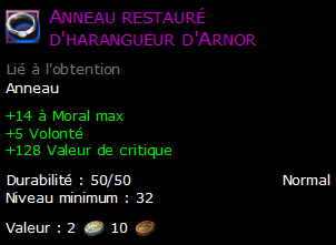 Anneau restauré d'harangueur d'Arnor