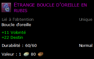 Etrange boucle d'oreille en rubis