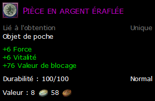 Pièce en argent éraflée